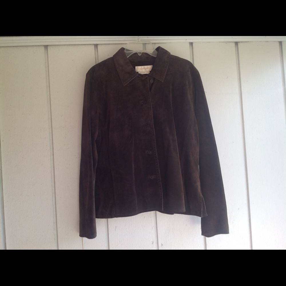 Classic Brown Suede Button-Front Jacket